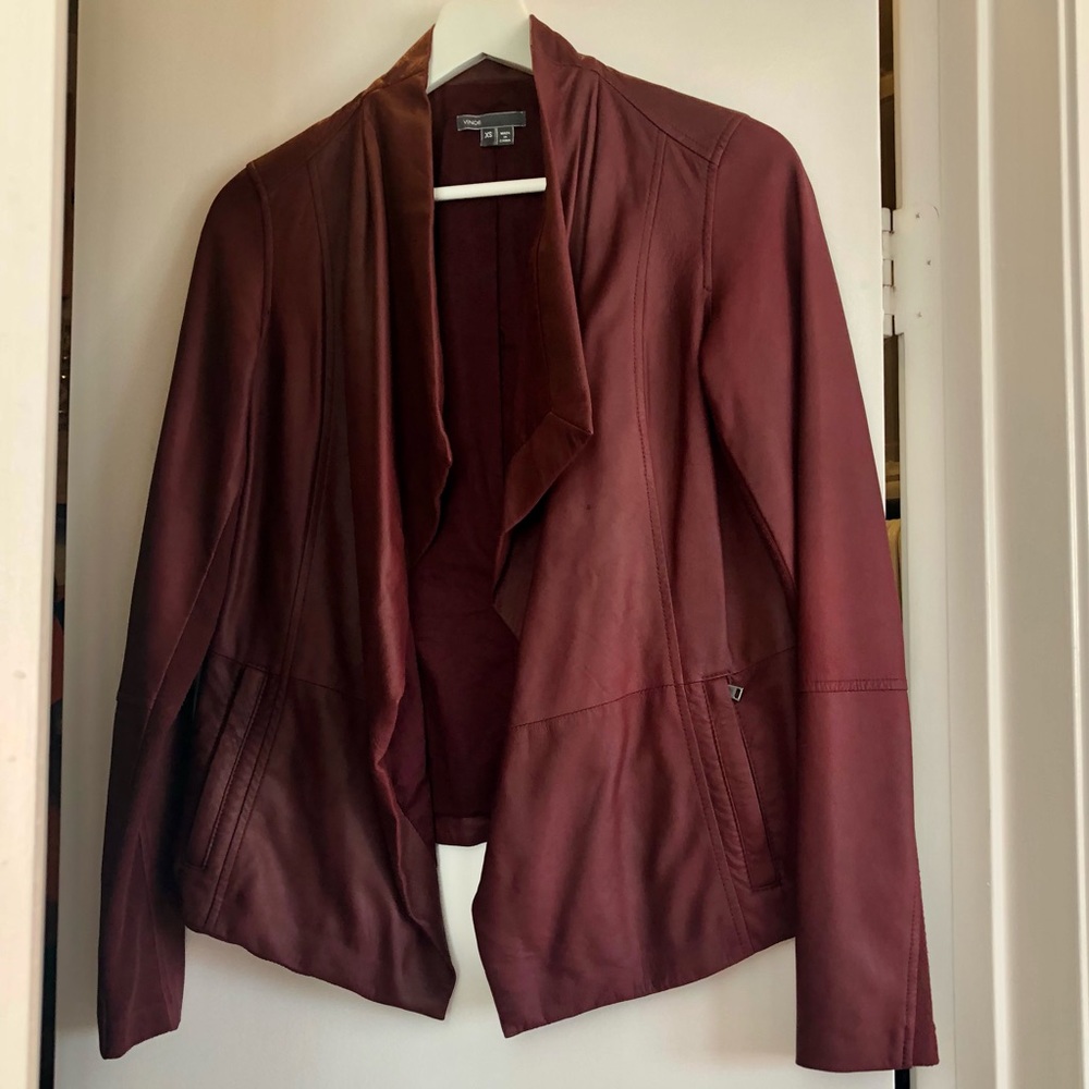 Vince Women's Leather Jacket in Deep Burgundy